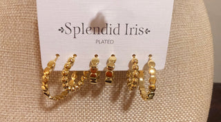 Trio of Huggies Earrings - Gold