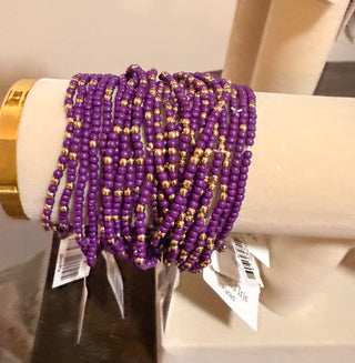 Splendid Iris Purple and Gold Beaded Bracelets