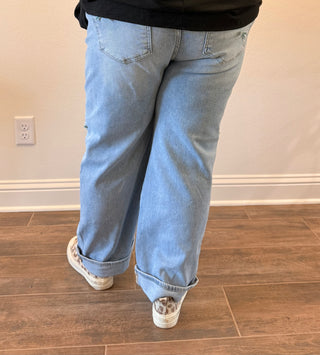 Risen High Rise Crop Mini Barrel Ribbon Detail Jeans