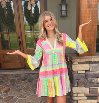 Sunset Patchwork Pop Dress