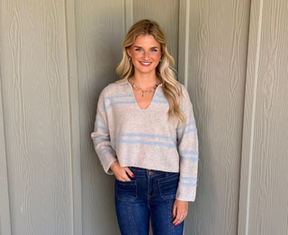 SoMe Oatmeal and Gray Sweater