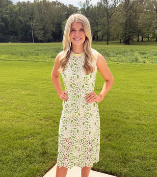 Voy Fresh Bloom Crochet Lace Midi Dress