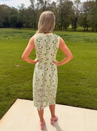 Voy Fresh Bloom Crochet Lace Midi Dress