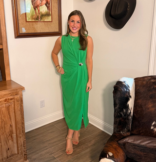 Entro Emerald Muse Draped Midi Dress