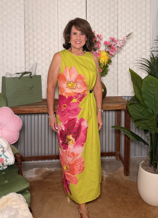 Entro Chartreuse Floral Dress