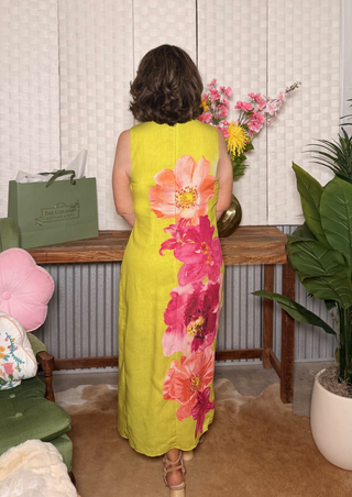Entro Chartreuse Floral Dress
