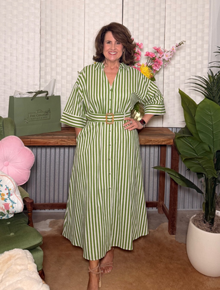 Entro Green Stripe Shirt Dress
