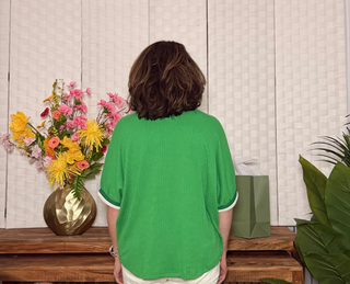 Umgee Contrast Trim Textured Tunic Top