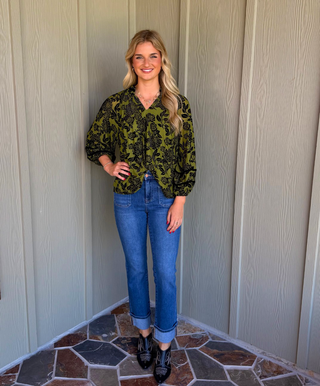 Umgee Olive Velvet Top