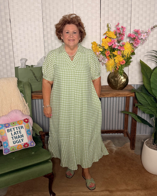 Umgee Sweet Meadow Gingham Midi Dress