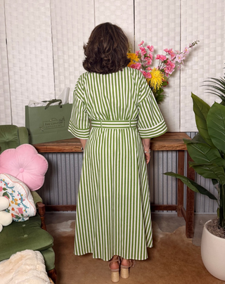 Entro Green Stripe Shirt Dress