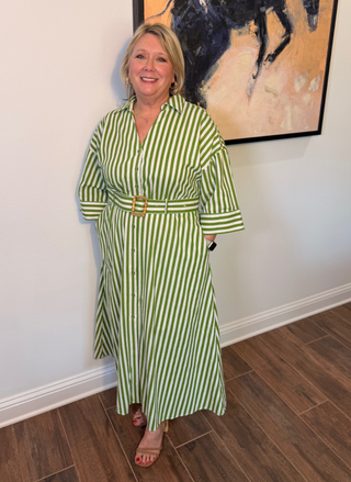 Entro Green Stripe Shirt Dress