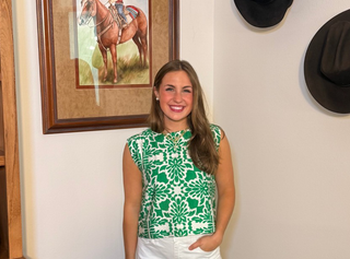 Green Print Sleeveless Top