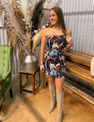 Horse Head Tapestry Corset Dress