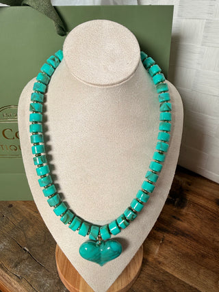 WW Single Heart Turquoise Green Necklace