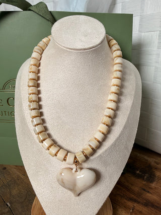 WW Single Heart Natural Stone Necklace