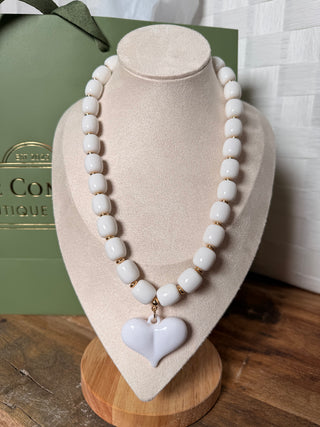 WW Single Heart White Necklace