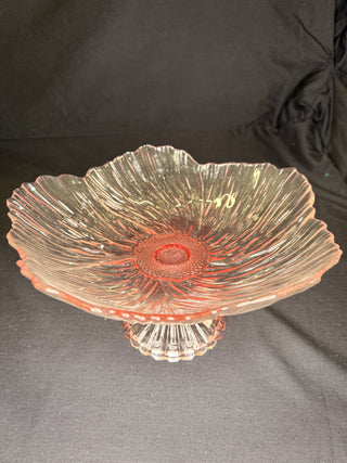 Glass Floral Bowl on Pedestal 7.5 inches