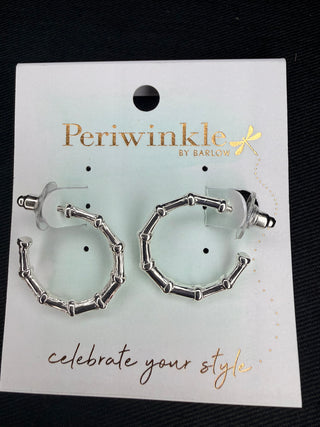 Periwinkle Twisted Silver Bamboo Hoop Earrings