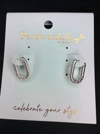 Periwinkle Twisted Silver Oval Small Hoops