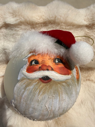 Glass Santa Ball Ornament with Felt Hat