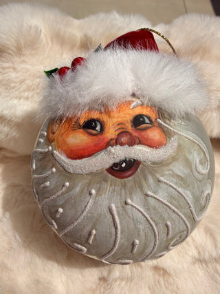 Glass Santa Ball Ornament with Felt Hat