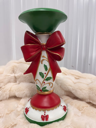12" Resin Ribbon Bow Candle Holder
