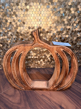 Large Mango Wood Open Pumpkin