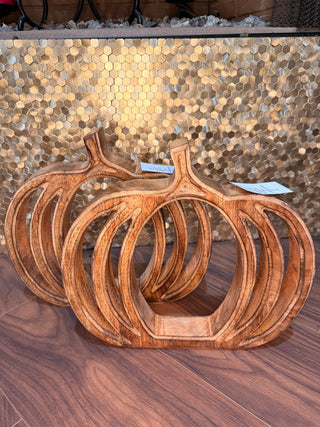 Large Mango Wood Open Pumpkin