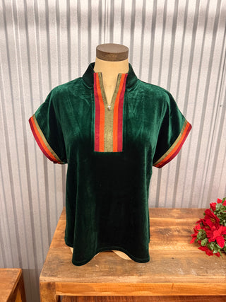 THML Half Zip Suede Top