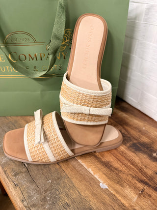 The Andrea Natural Bow Raffia Slide
