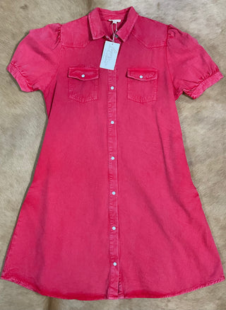 Layerz Red Denim Dress