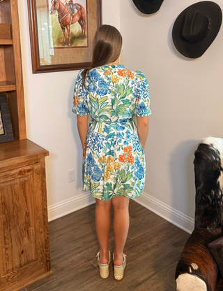 Entro Island Bloom Tie-Waist Dress