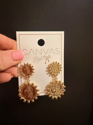 Luciana Studded Coin Duo Earrings