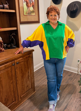 BiBi Mardi Gras Raw Edge Top