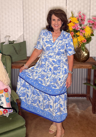 Mary Square Eloise Porcelain Vines Dress