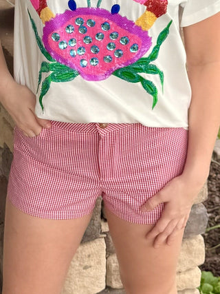 Cherry Picnic Gingham Micro Shorts