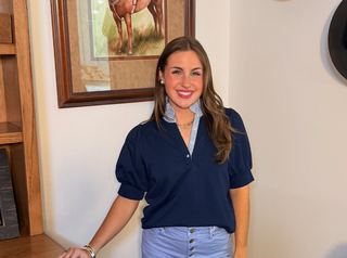 Umgee Navy Ruffle Collar Top