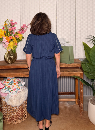 Umgee Navy Whipstitch Dress