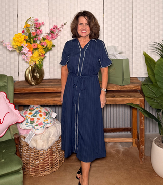 Umgee Navy Whipstitch Dress