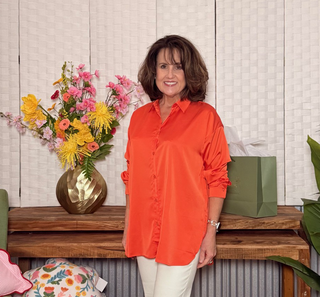 Sunset Glow Silky Button-Down