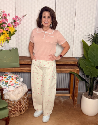 Blush Knit Polo Top