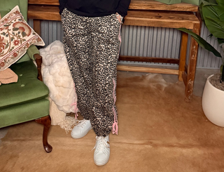 BiBi Leopard Print Pants with Pink Trim
