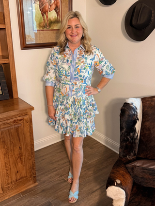 Tiered Pleated Shirt Dress