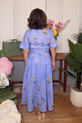 Entro Periwinkle Floral Midi Shirt Dress
