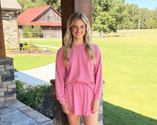 She and Sky Skort Set with Pearl Embellishment