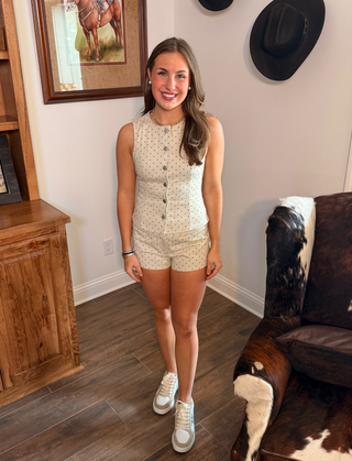 Classic Cream Polka Dot Short Set
