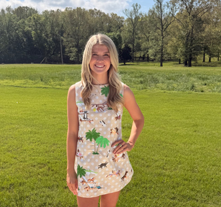 Queen of Sparkles Beach Pup Embroidered Shift Dress