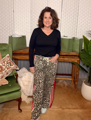 BiBi Leopard Print Joggers with Crimson Trim