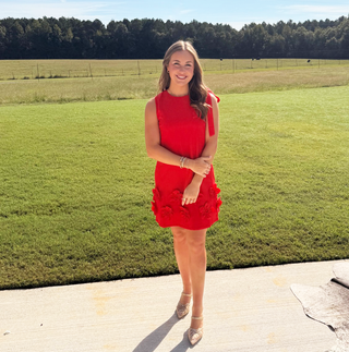 THML Sleeveless Floral Detail Red Dress